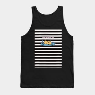 Funny relaxed dog on black and white striped background Tank Top